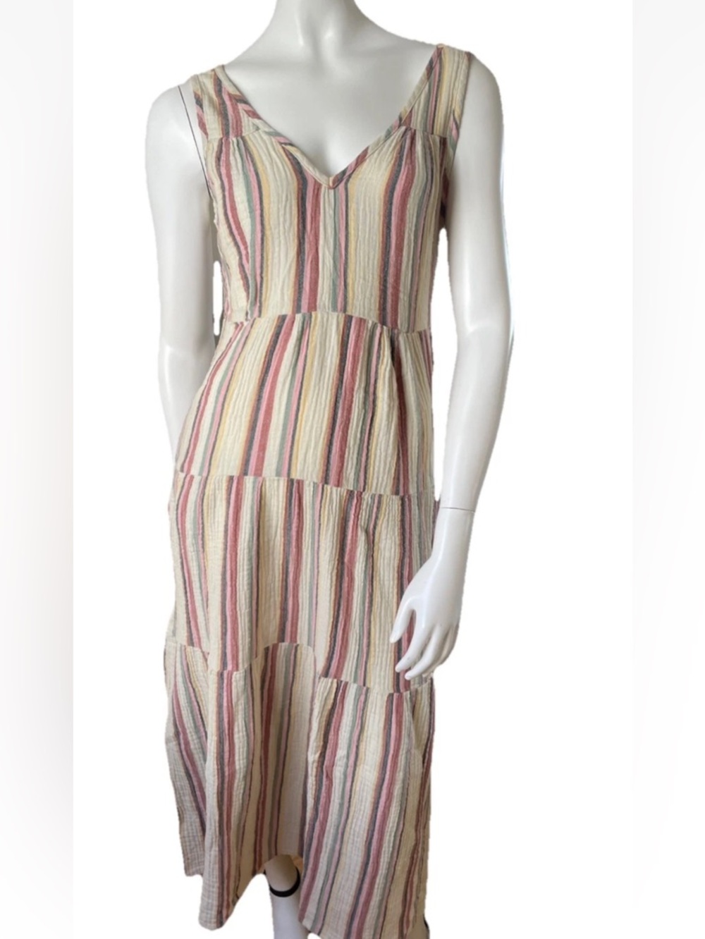 Marine Layer Corinne Double Cloth Maxi Dress 100% cotton maxi V-neck size Med
